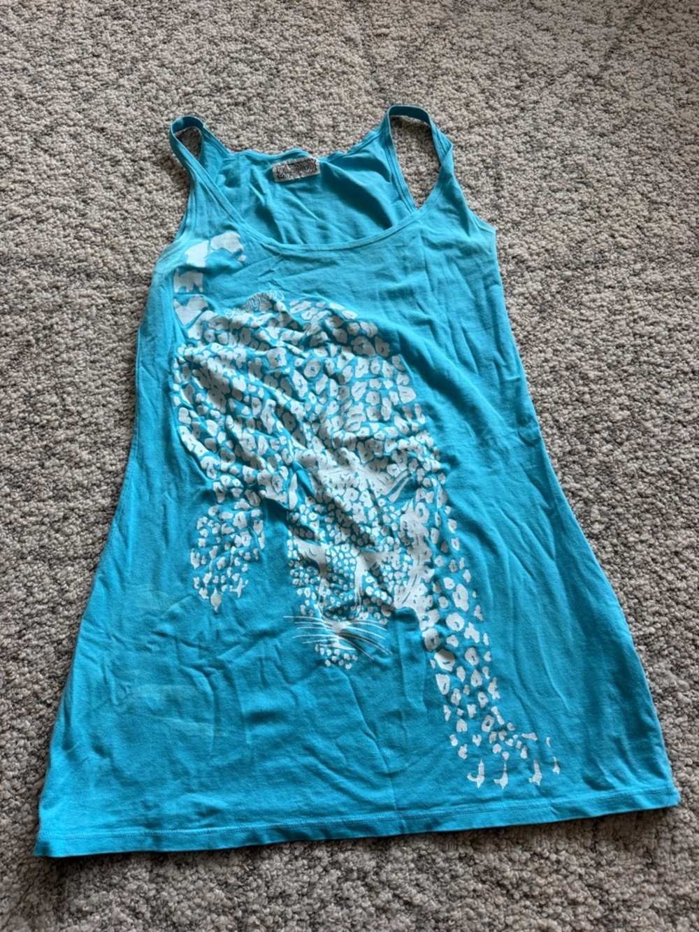 Lauren Moshi Turquoise Graphic Leopard Tank Top
